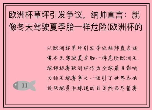 欧洲杯草坪引发争议，纳帅直言：就像冬天驾驶夏季胎一样危险(欧洲杯的草坪)
